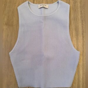 Babaton Sculpt Knit Crop Top (Ice Blue)